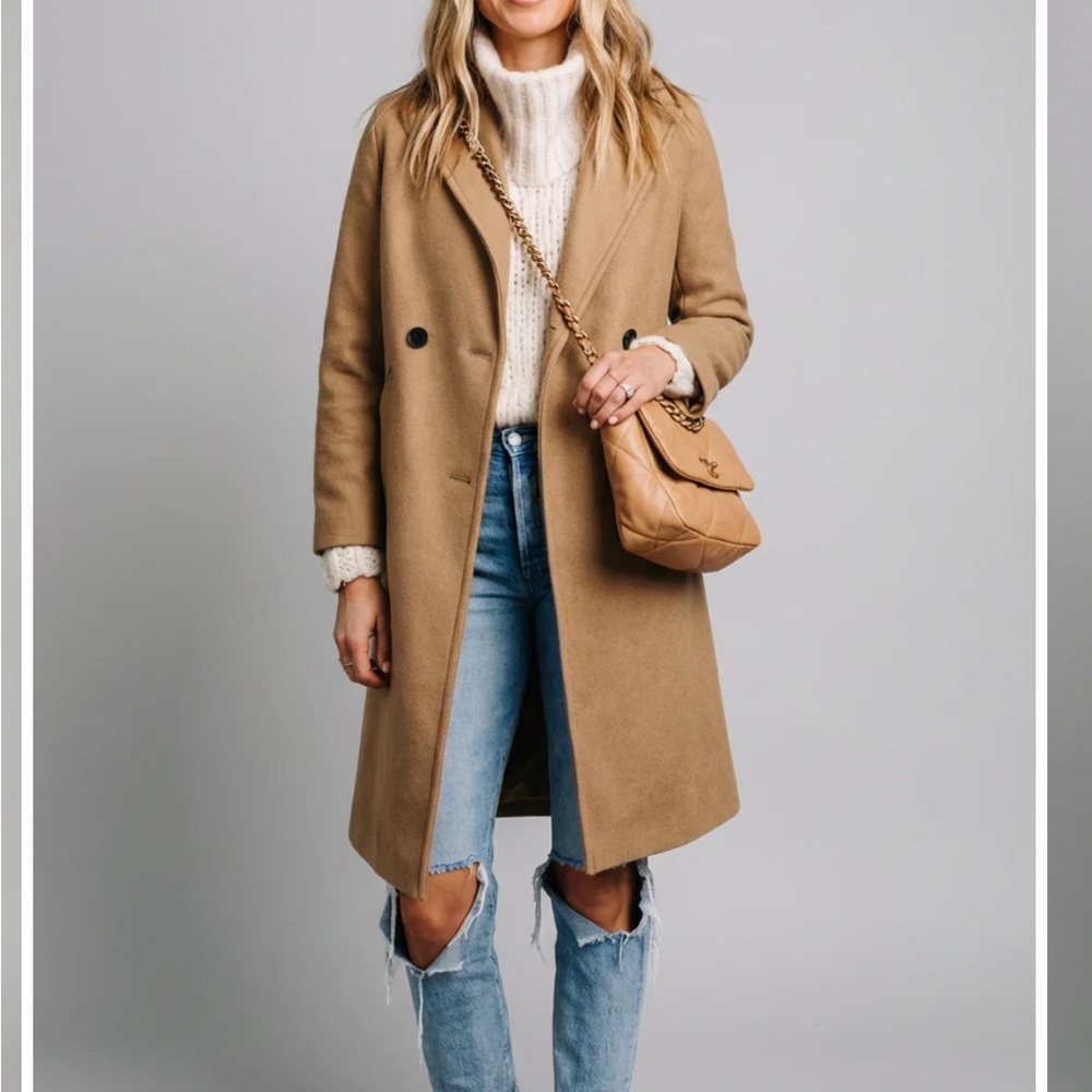 Auvora signature peacoat Camel Wool khaki color. NWT XL